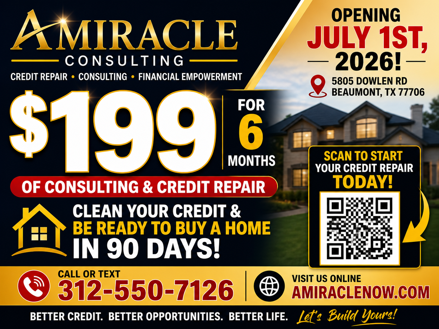 Grand Opening Sale! 6 months of Consulting & Credit Restoration Coaching for $199